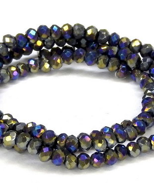 Cristale din sticla, rondelle, opace, electroplacate, 3x2.5 mm, multicolore-UA07