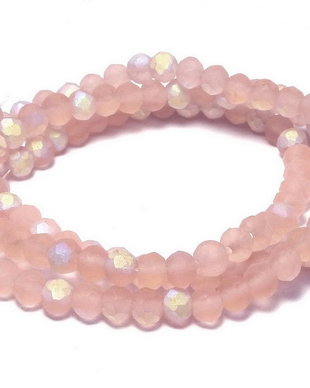 Cristale din sticla, rondelle, 3.5x3 mm, frosted, AB, somon