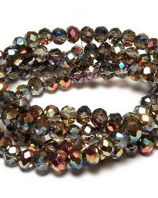 Cristale din sticla, rondelle, 3.5x3 mm, AB, rose gold