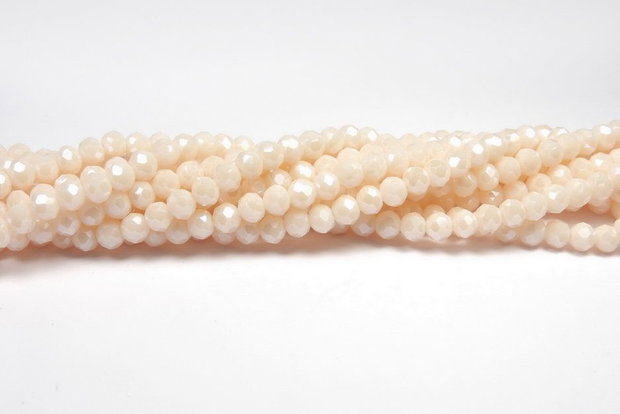 Cristale din sticla, rondelle, 3x2.5 mm, opace, lucioase, crem-A08