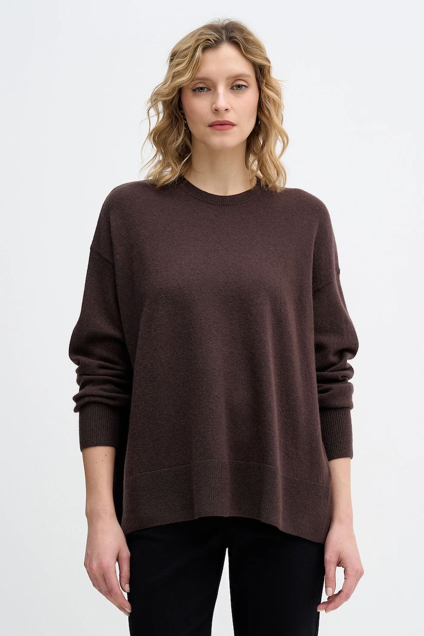 Sisley pulover din amestec de lână culoarea maro, light, 18AYM103K