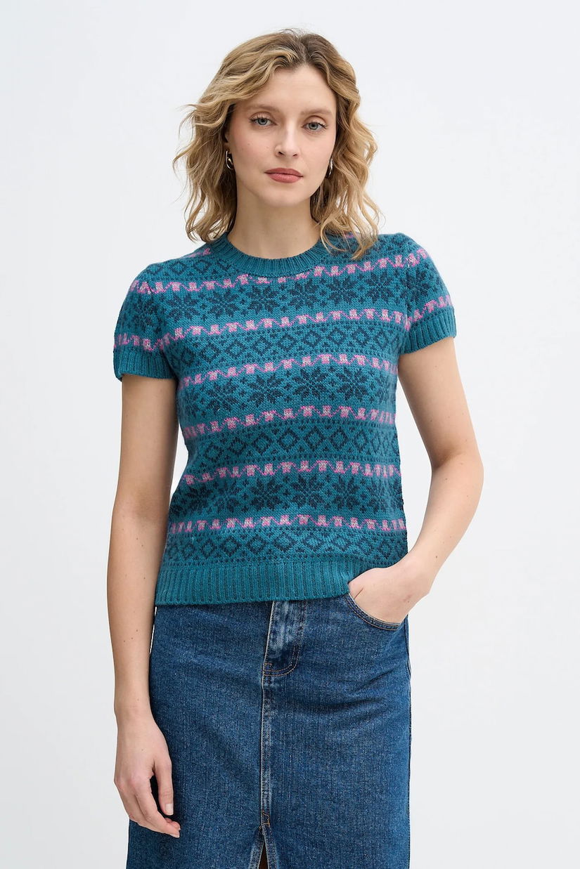 United Colors of Benetton pulover din amestec de lână x Stranger Things culoarea turcoaz, 171RE10EN