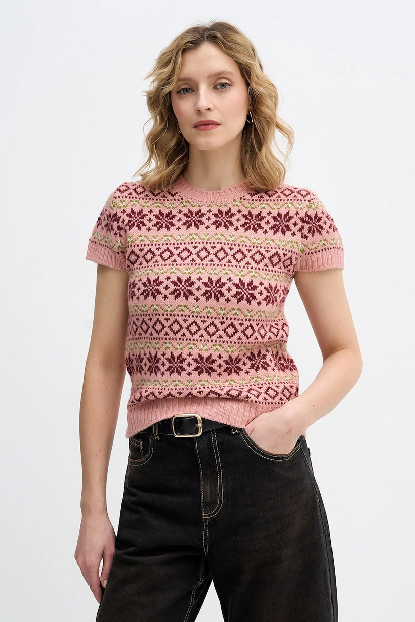 United Colors of Benetton pulover din amestec de lână x Stranger Things culoarea roz, 171RE10EN