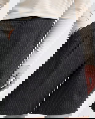 Sisley pantaloni scurți culoarea gri, high waist, 409YL901S