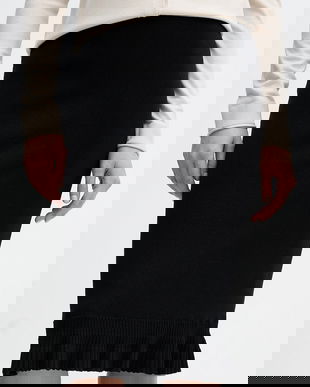 Sisley fustă culoarea negru, midi, creion, 1H7PM000I