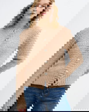 Sisley cardigan din amestec de lână culoarea bej, călduros, 1IGZL500S