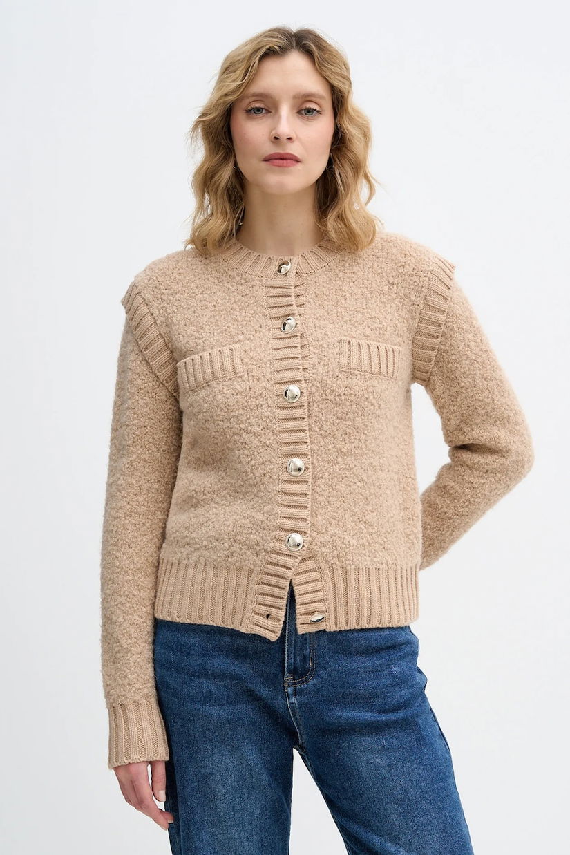 Sisley cardigan din amestec de lână culoarea bej, călduros, 1IGZL500S