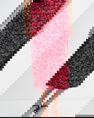 Never Fully Dressed fustă Cherry Jaspre culoarea roșu, maxi, drept, NFDSK802