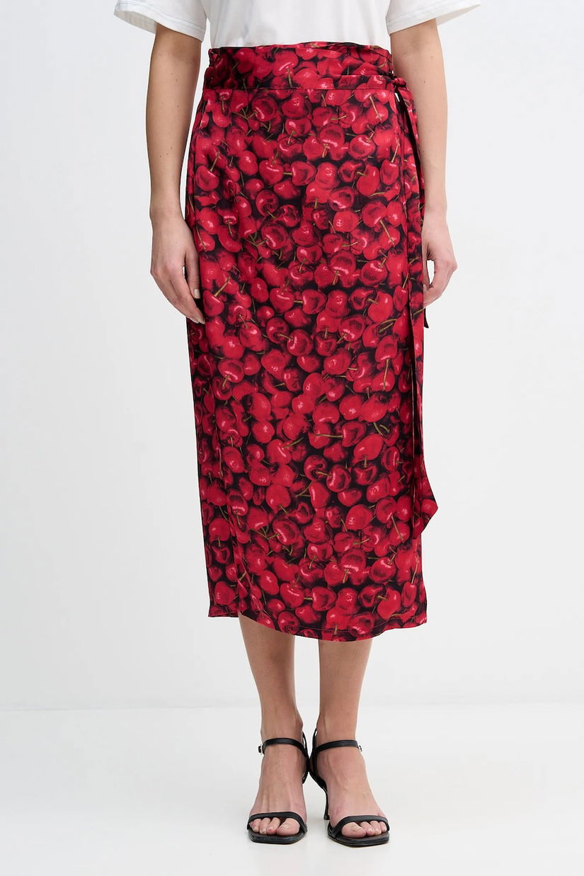 Never Fully Dressed fustă Cherry Jaspre culoarea roșu, maxi, drept, NFDSK802