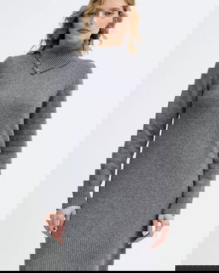 United Colors of Benetton rochie cu lână culoarea gri, midi, mulată, 1444DV02F