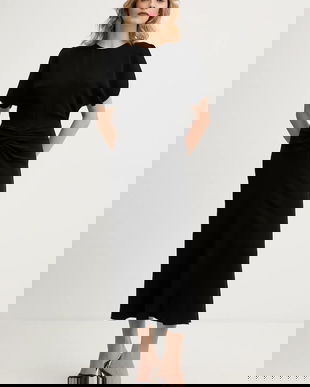 Victoria Beckham rochie culoarea negru, maxi, evazati, 1124WDR005227A