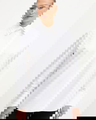 Karl Lagerfeld cămașă din bumbac culoarea alb, cu guler clasic, relaxed, A3W11020