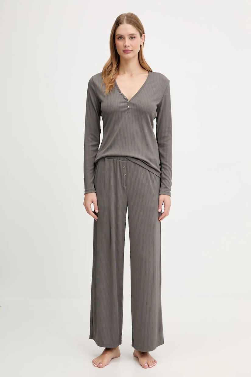 Karl Lagerfeld pijama ESSENTIAL culoarea maro, A3W45005
