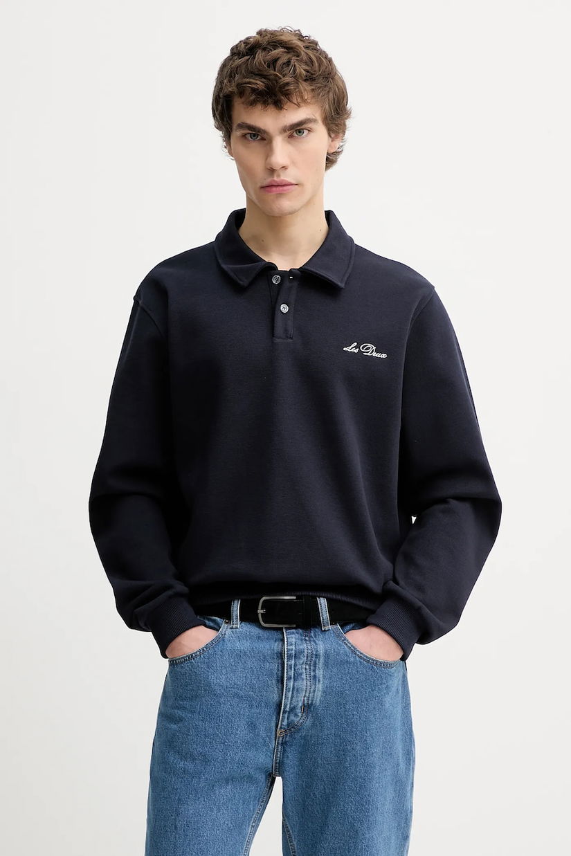 Les Deux bluză culoarea bleumarin, uni, 1000965