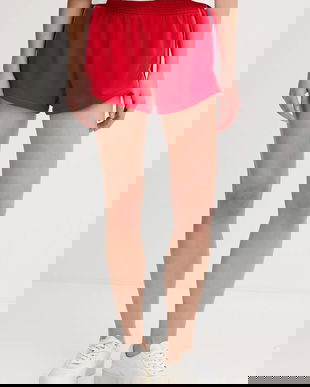 United Colors of Benetton pantaloni scurți din bumbac x Stranger Things culoarea roșu, cu imprimeu, high waist, 33NVD900B