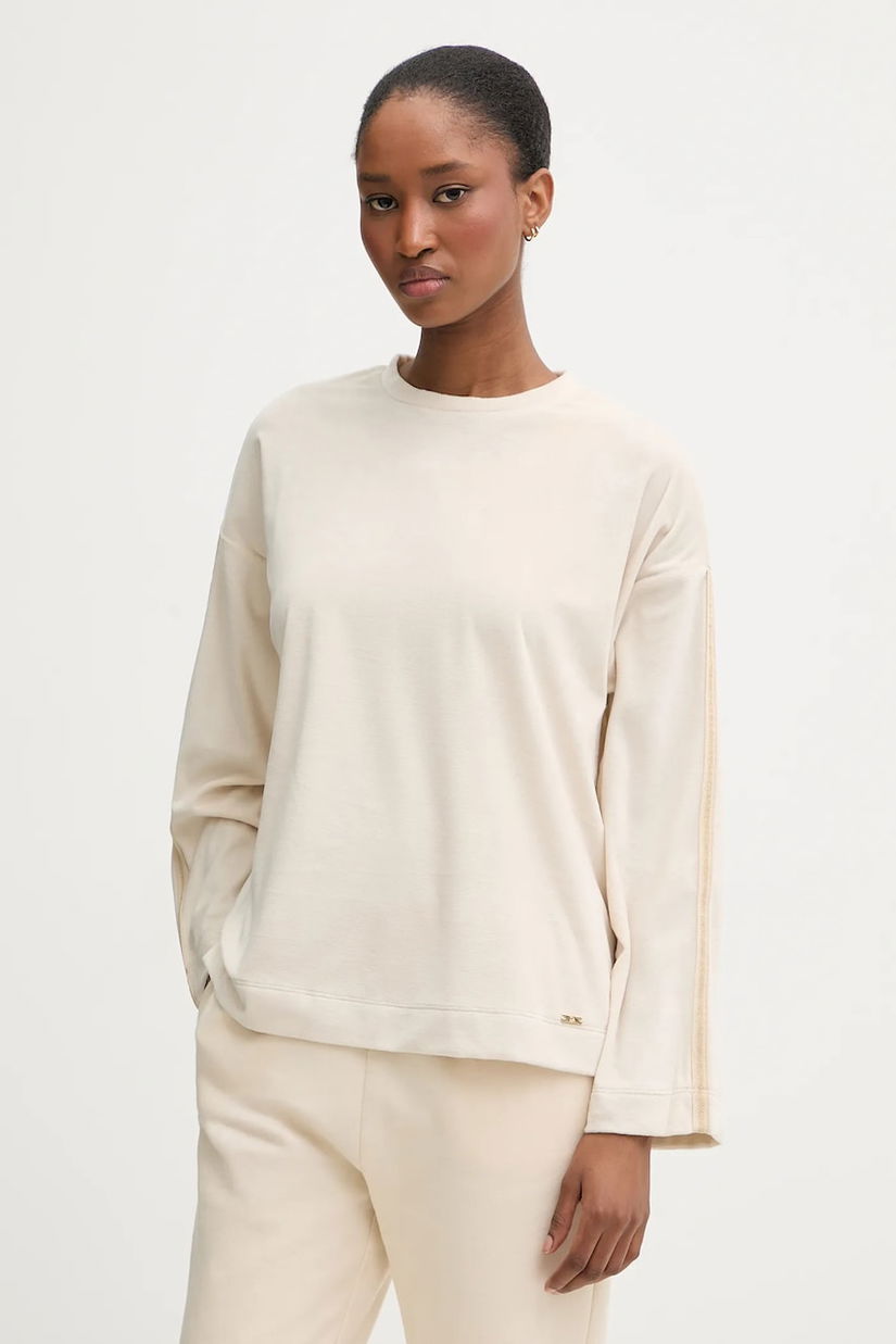 United Colors of Benetton longsleeve de pijama culoarea bej, 3JQA3M08B