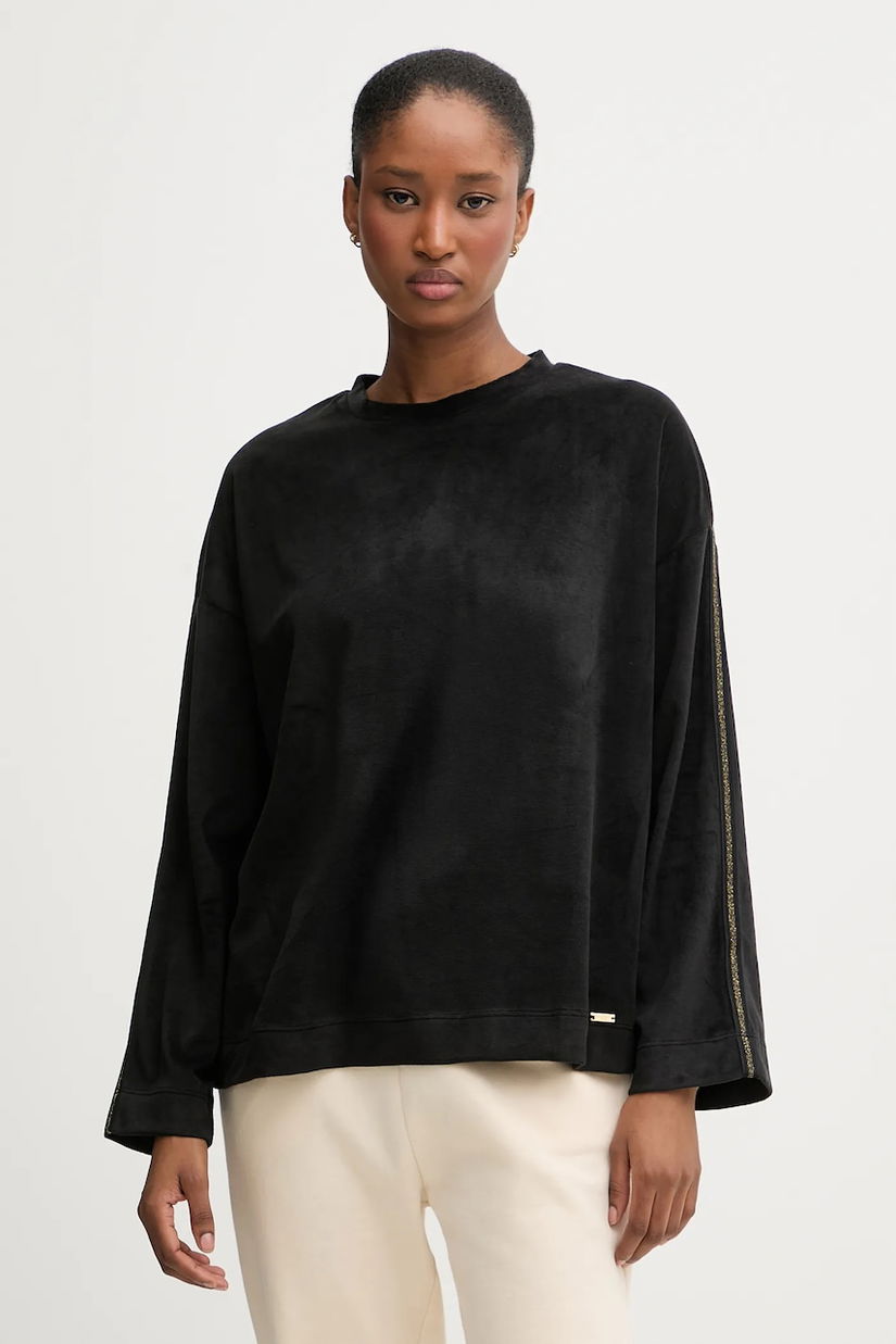 United Colors of Benetton longsleeve de pijama culoarea negru, 3JQA3M08B