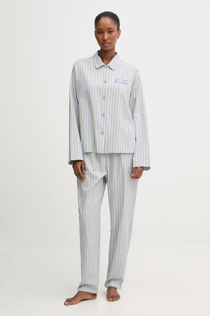 United Colors of Benetton pijamale de bumbac x Stranger Things culoarea verde, bumbac, 4QFZ3P04B