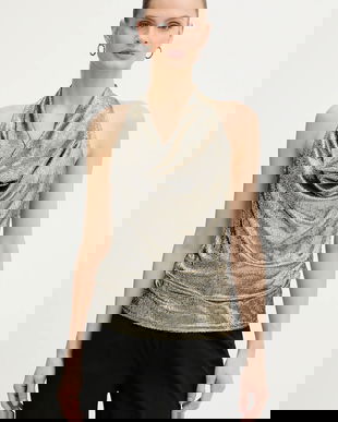 Morgan bluză culoarea auriu, uni, DREA