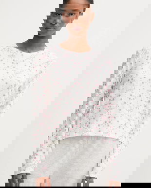 Hollister Co. longsleeve de pijama culoarea alb, KI346-5132-108