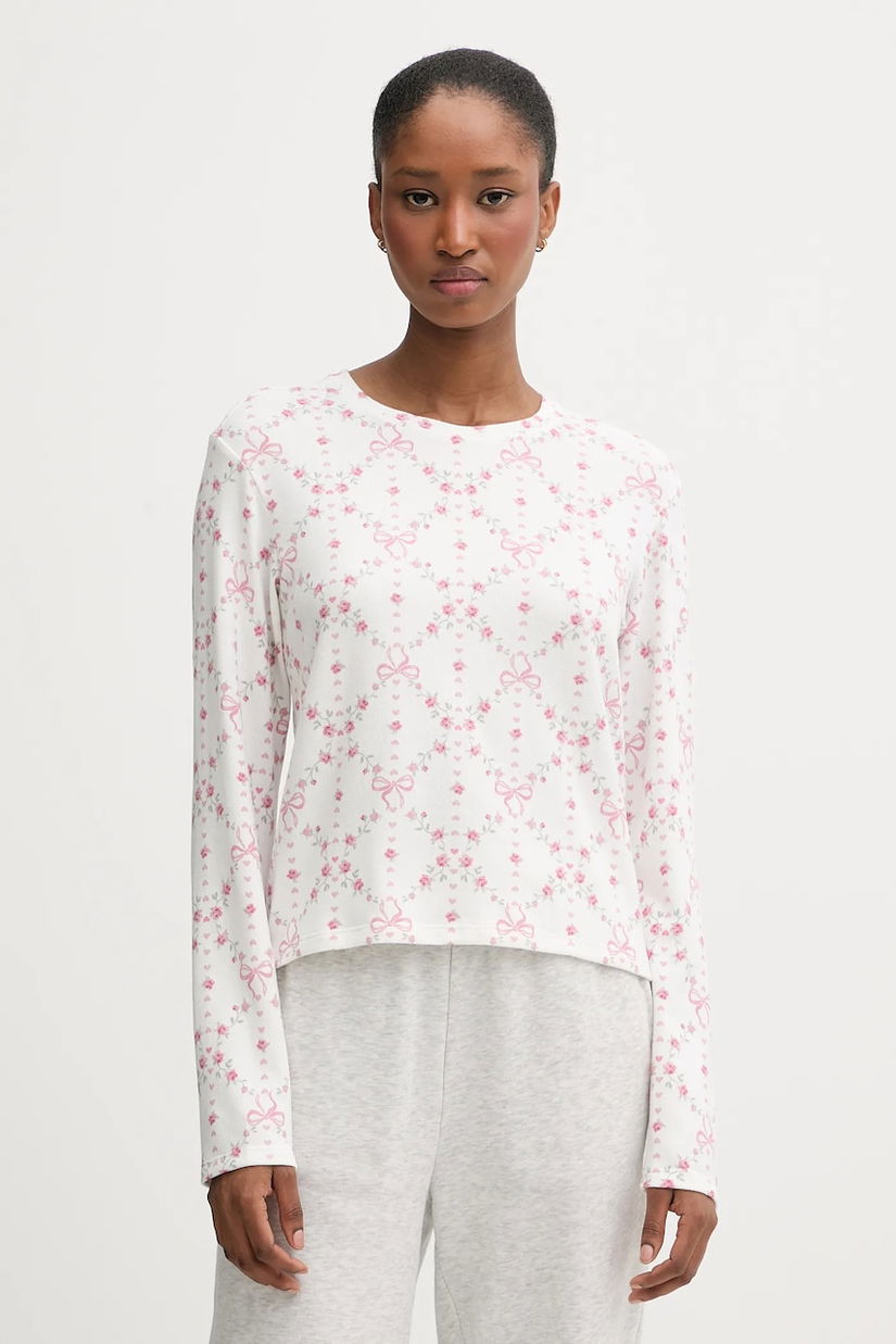 Hollister Co. longsleeve de pijama culoarea alb, KI346-5132-108