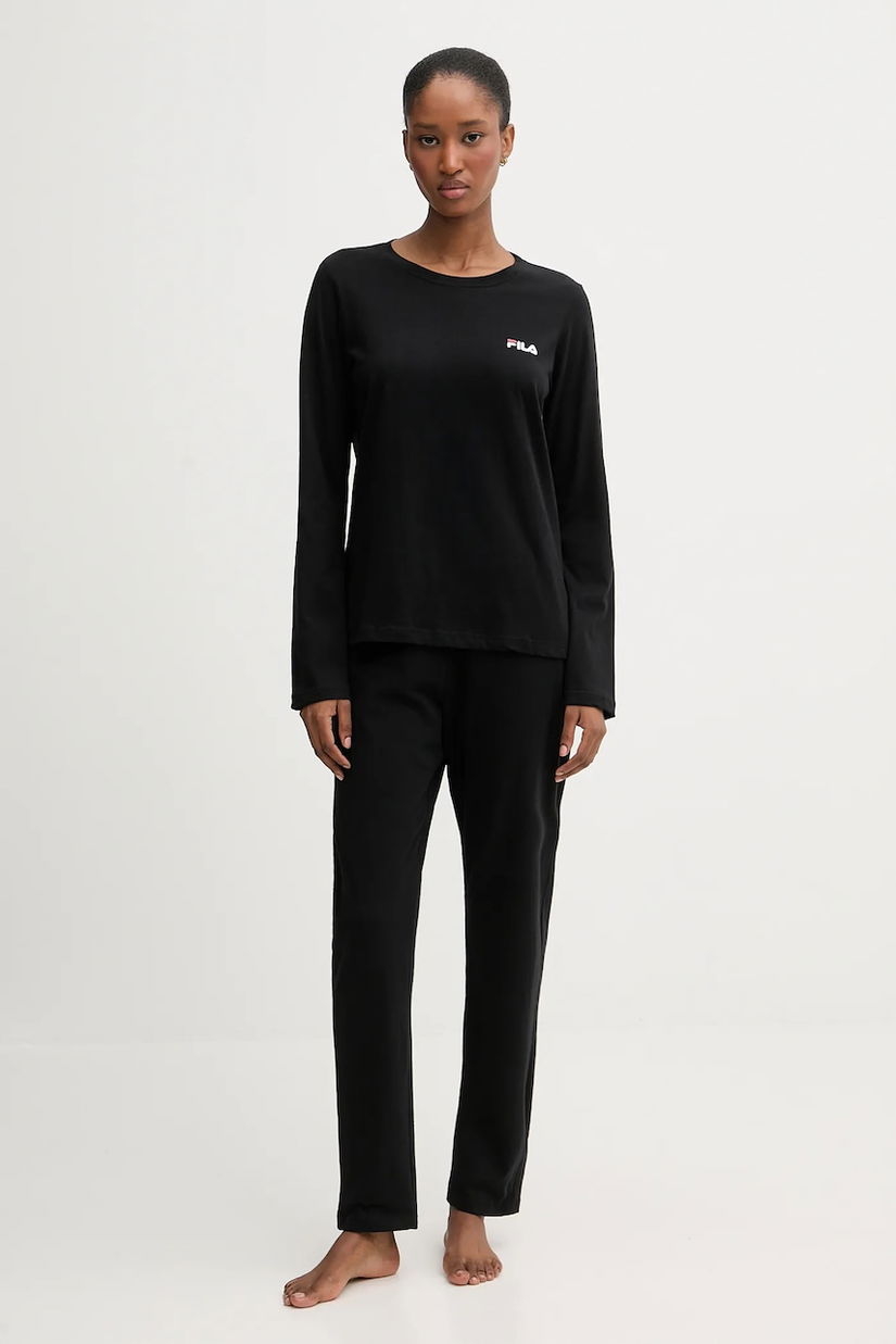 Fila pijamale de bumbac culoarea negru, bumbac, FPW4217