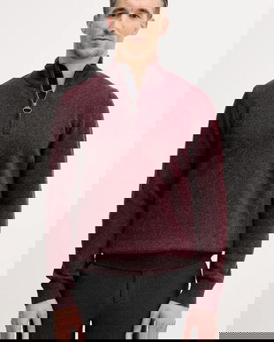 Barbour pulover de lână culoarea bordo, cu guler, MKN0837