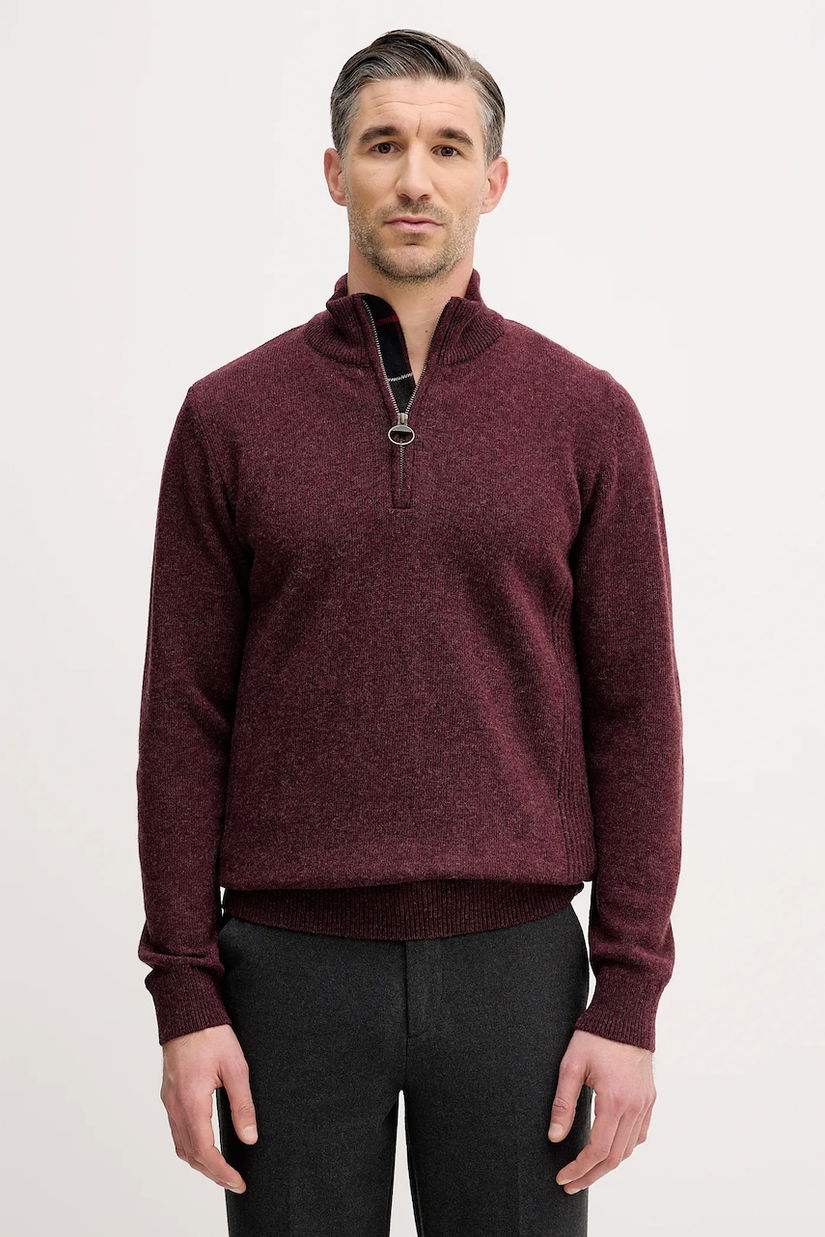 Barbour pulover de lână culoarea bordo, cu guler, MKN0837