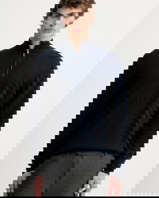 Les Deux pulover de lână culoarea bleumarin, light, cu turtleneck, 100310115