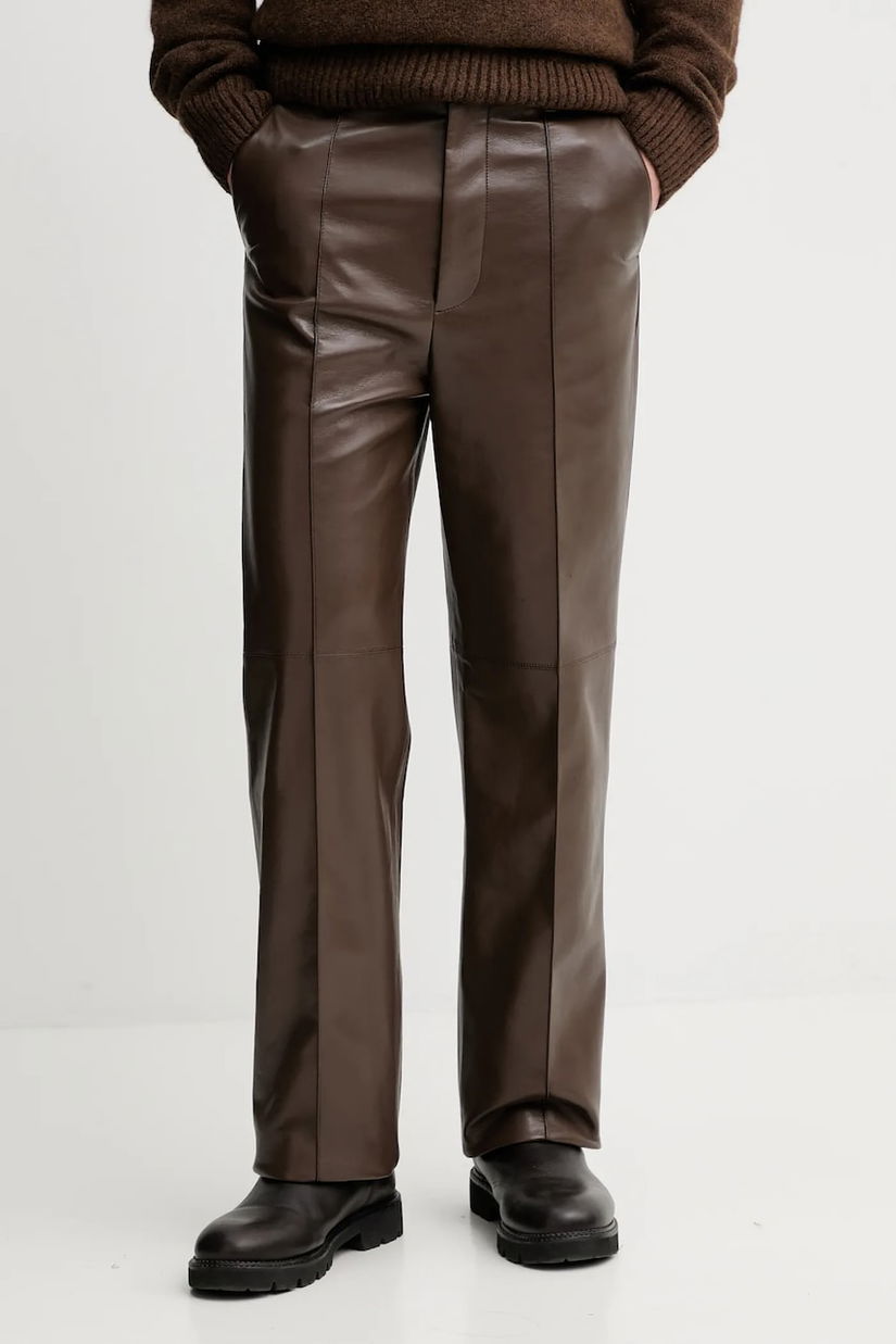 Nanushka pantaloni NM25PFPA04678 culoarea maro, drept, STELLAN