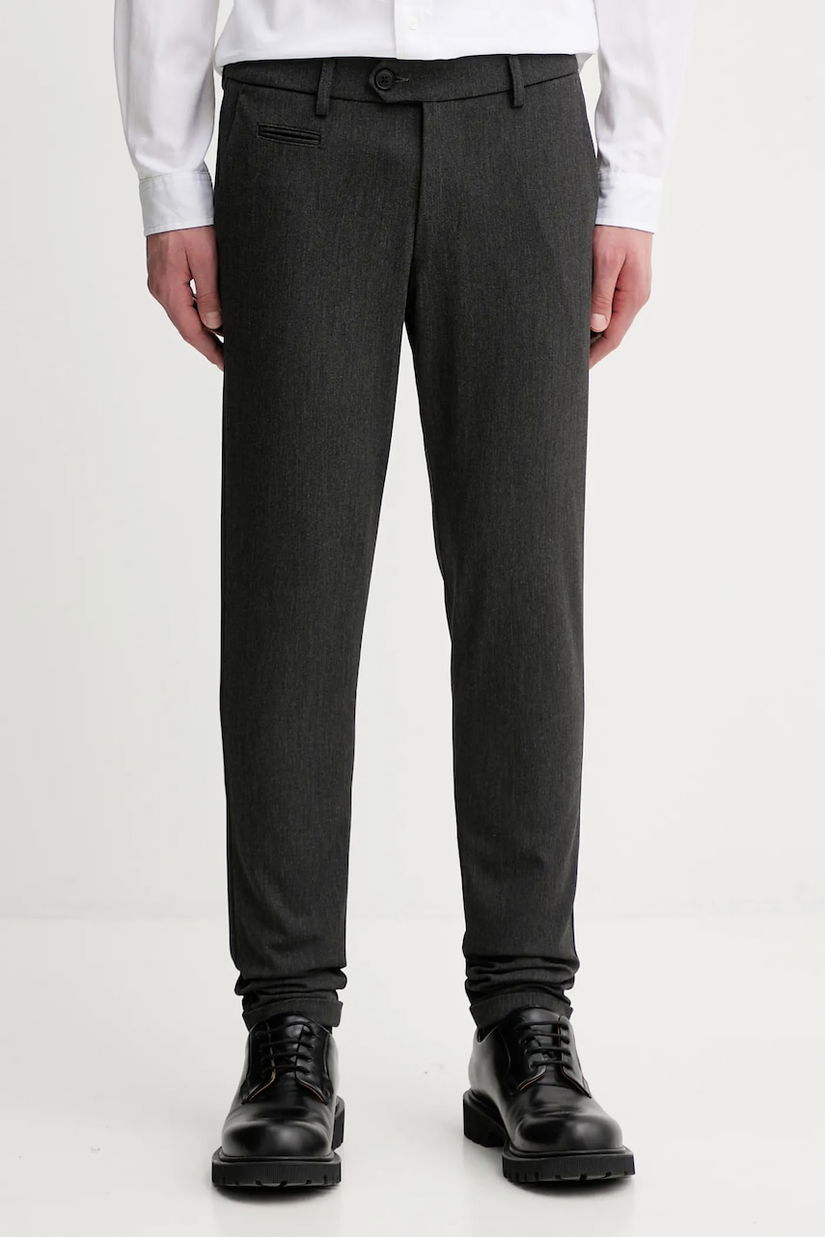 Les Deux pantaloni culoarea gri, mulata, 100501001