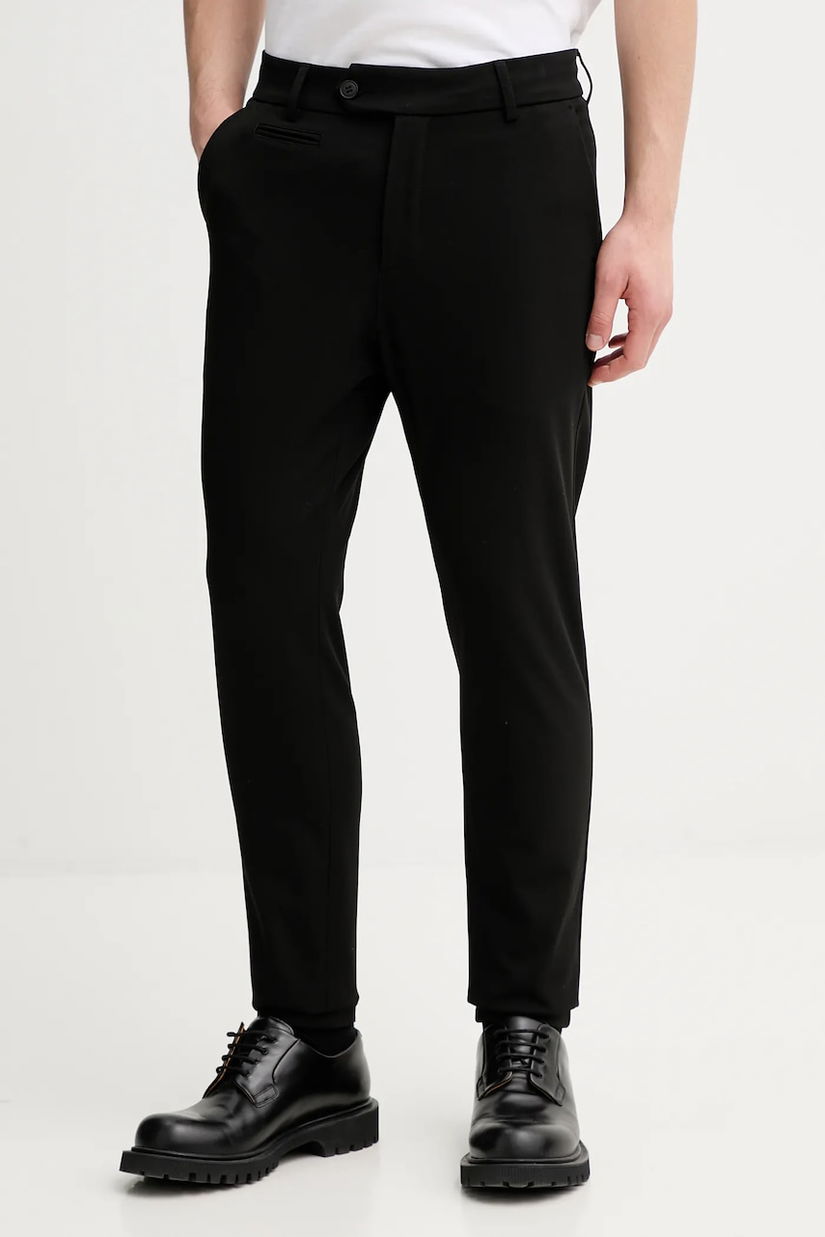 Les Deux pantaloni culoarea negru, mulata, 100501001