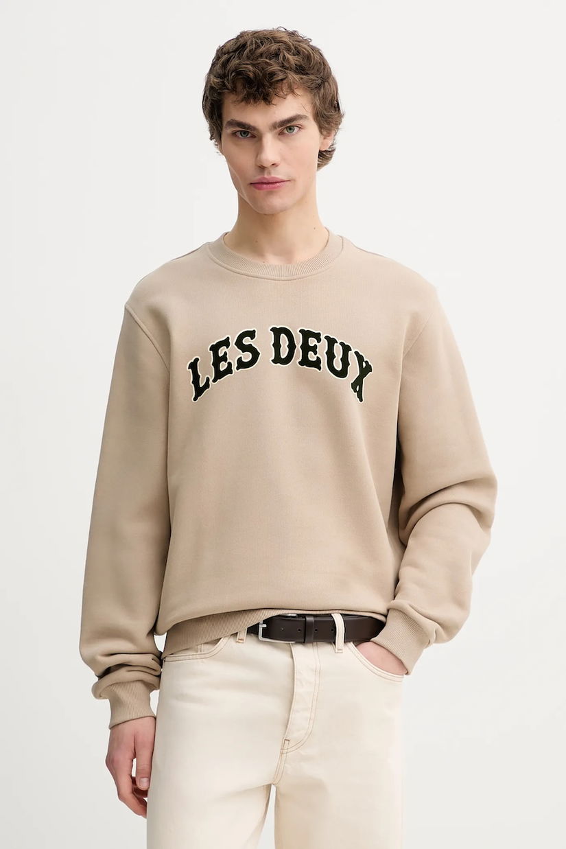 Les Deux hanorac de bumbac culoarea bej, cu imprimeu, 1001005