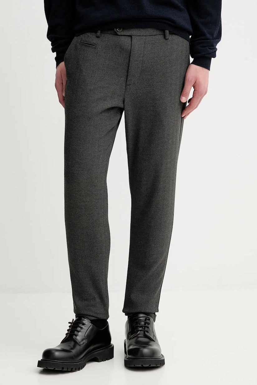 Les Deux pantaloni culoarea gri, mulata, 1000915