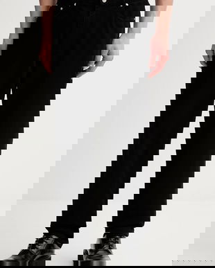 Les Deux pantaloni de bumbac culoarea negru, drept, 100550012