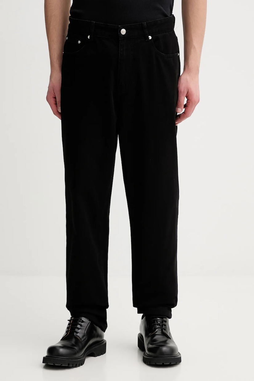 Les Deux pantaloni de bumbac culoarea negru, drept, 100550012