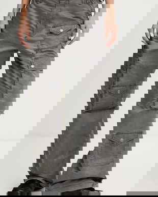 G-Star pantaloni culoarea gri, fason cargo, high waist, D27437-D192