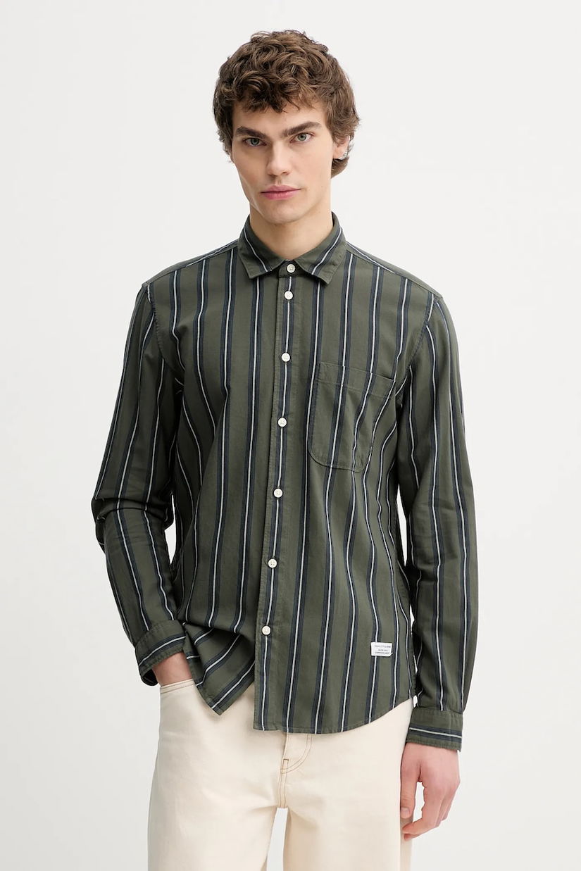 Marc O'Polo cămașă din bumbac culoarea verde, cu guler clasic, regular, 5000007667