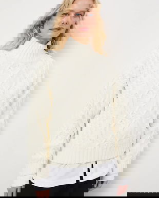 Medicine pulover culoarea bej, călduros, cu turtleneck