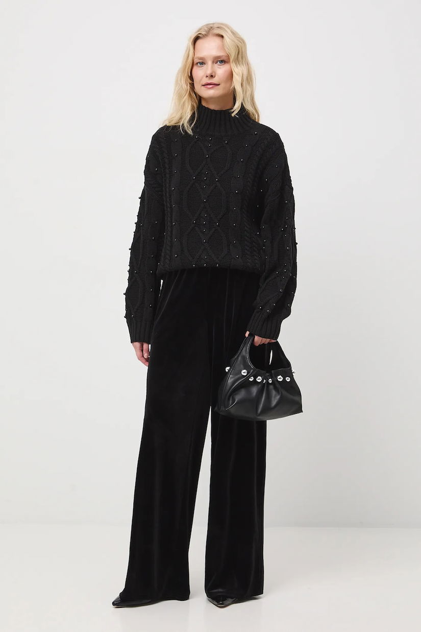 Medicine pulover culoarea negru, călduros, cu turtleneck