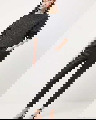 Medicine pantaloni culoarea negru, mulata, medium waist