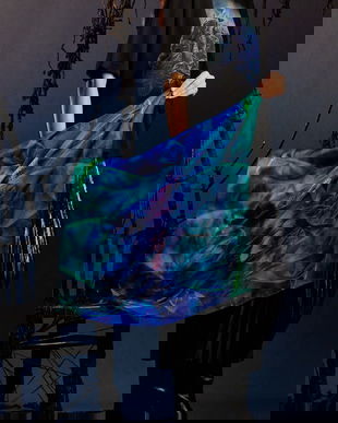 Medicine eșarfă de mătase culoare cu model multicolor