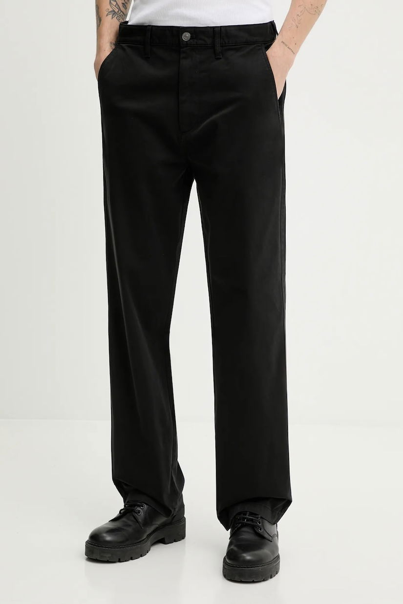 Tommy Jeans pantaloni cămașă dreaptă neagră pentru bărbați DM0DM22649