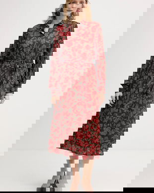 United Colors of Benetton rochie culoarea roșu, midi, evazati, 40IGDV0C1