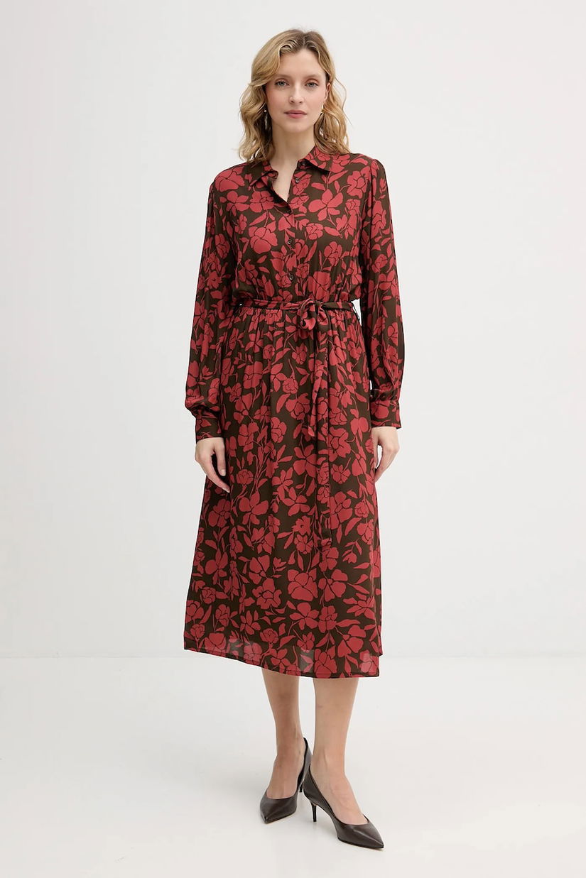 United Colors of Benetton rochie culoarea roșu, midi, evazati, 40IGDV0C1