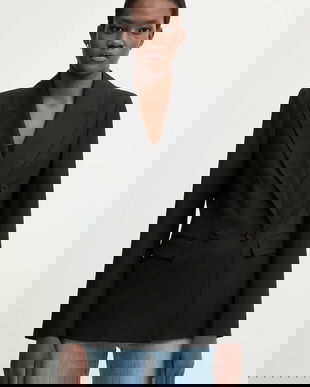 Blugirl Blumarine jachetă cu lână culoarea negru, cu două rânduri de nasturi, uni, RF5264.T207A