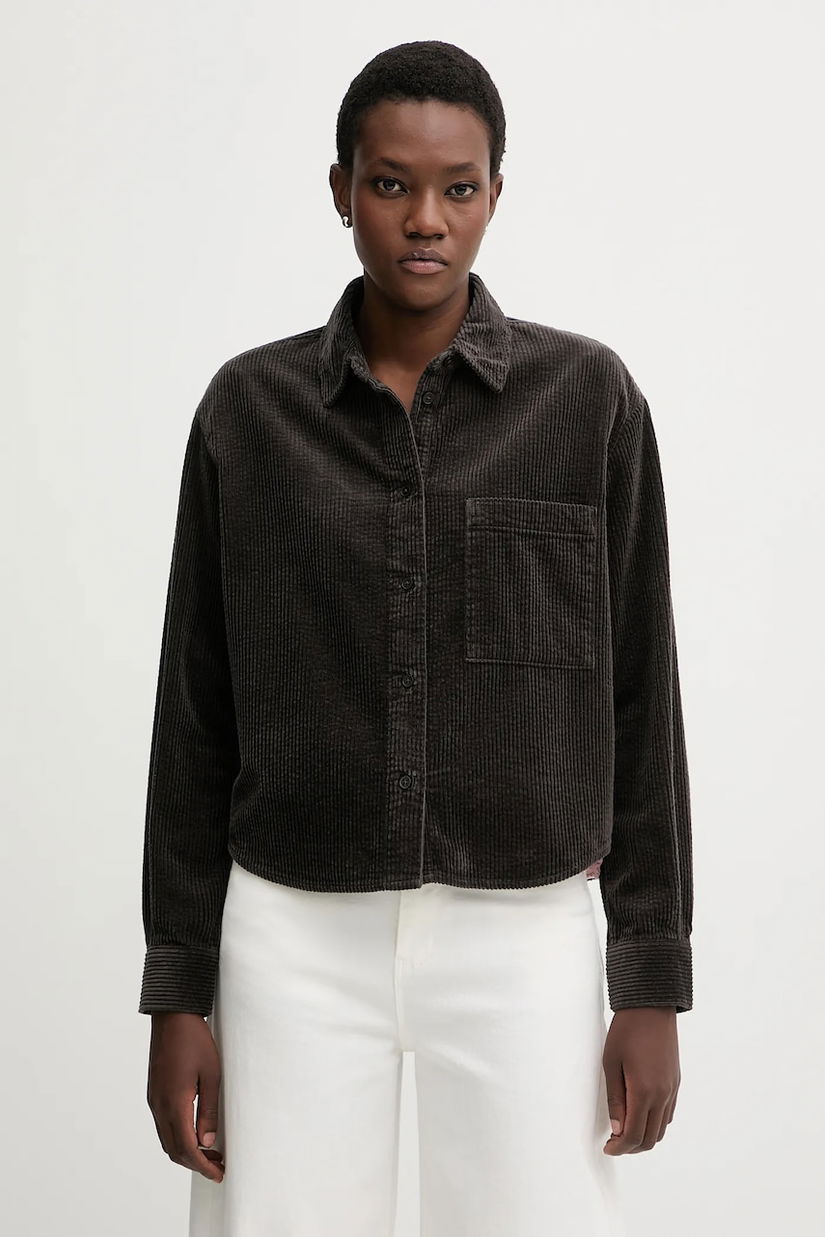 Marc O'Polo cămașă din velur culoarea maro, cu guler clasic, relaxed, 5000007448