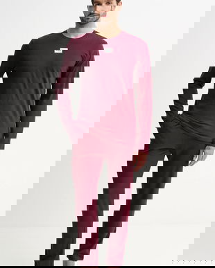 Fila pijamale de bumbac culoarea bordo, uni, FPW1232