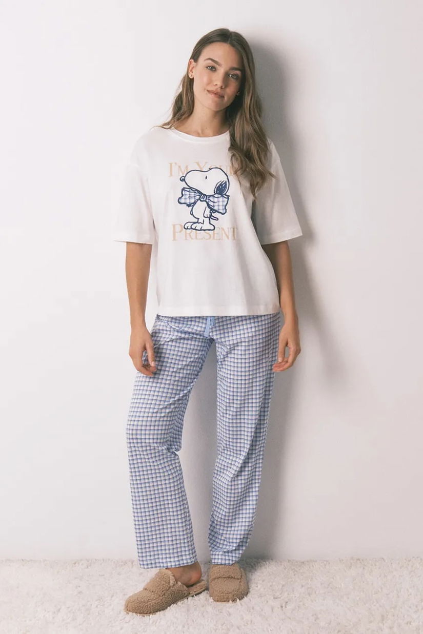women'secret pijamale din bumbac SNOOPY culoarea bej, 3132234