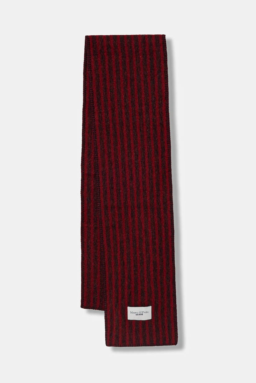 Marc O'Polo eșarfă cu lână culoarea bordo, cu imprimeu, 5000007558